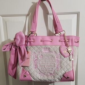 Juicy Couture Juicy Tale Tote Daydreamer Sandstone And Pink NWT